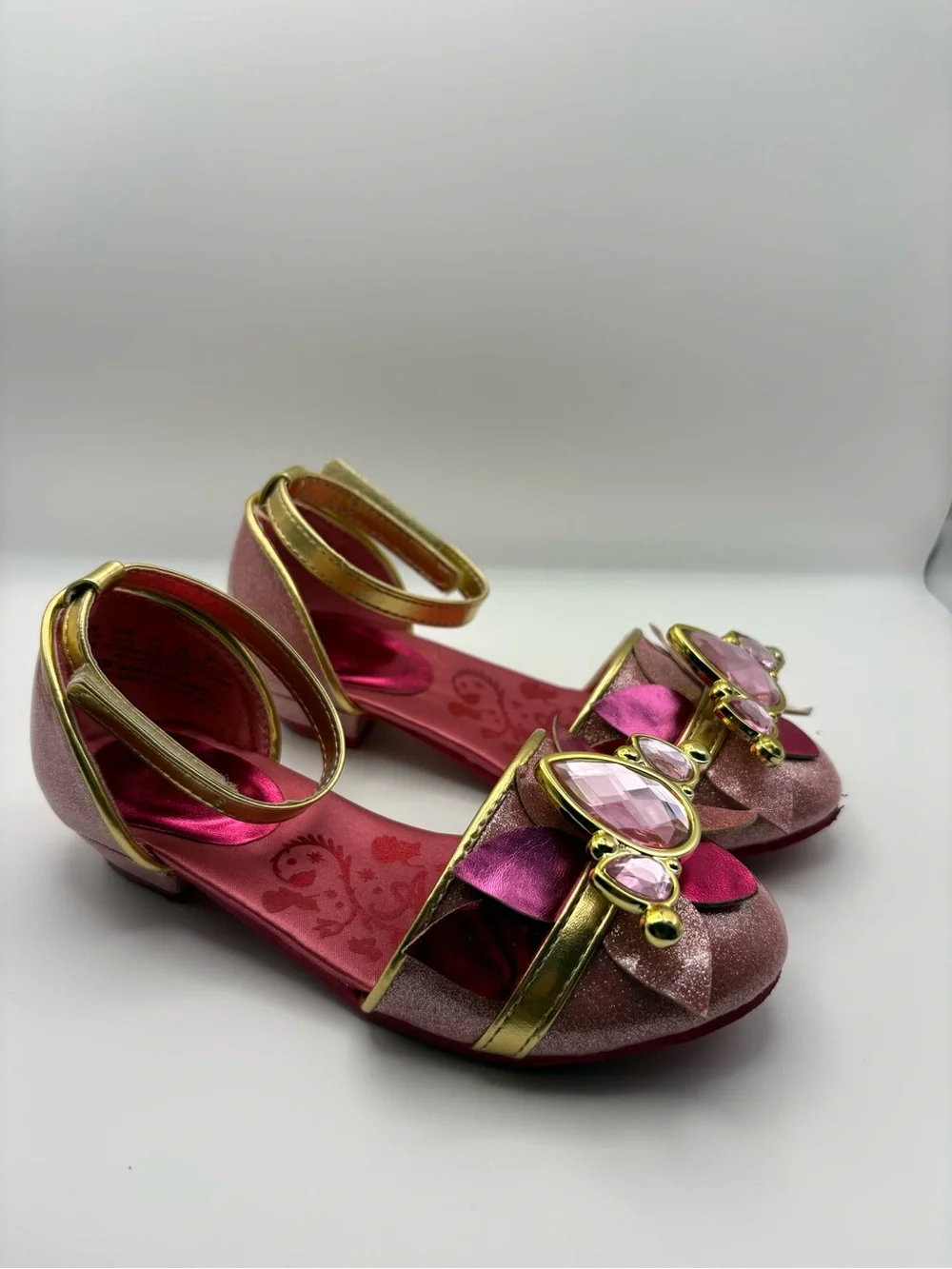 Disney Princess Aurora Pink and Gold Jewel-Accent Girls' Dress Shoes size 9-10